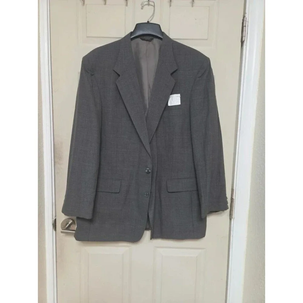 Savane Men's Wool Blend Suit Jacket Blazer -Charcoal Gray Textured